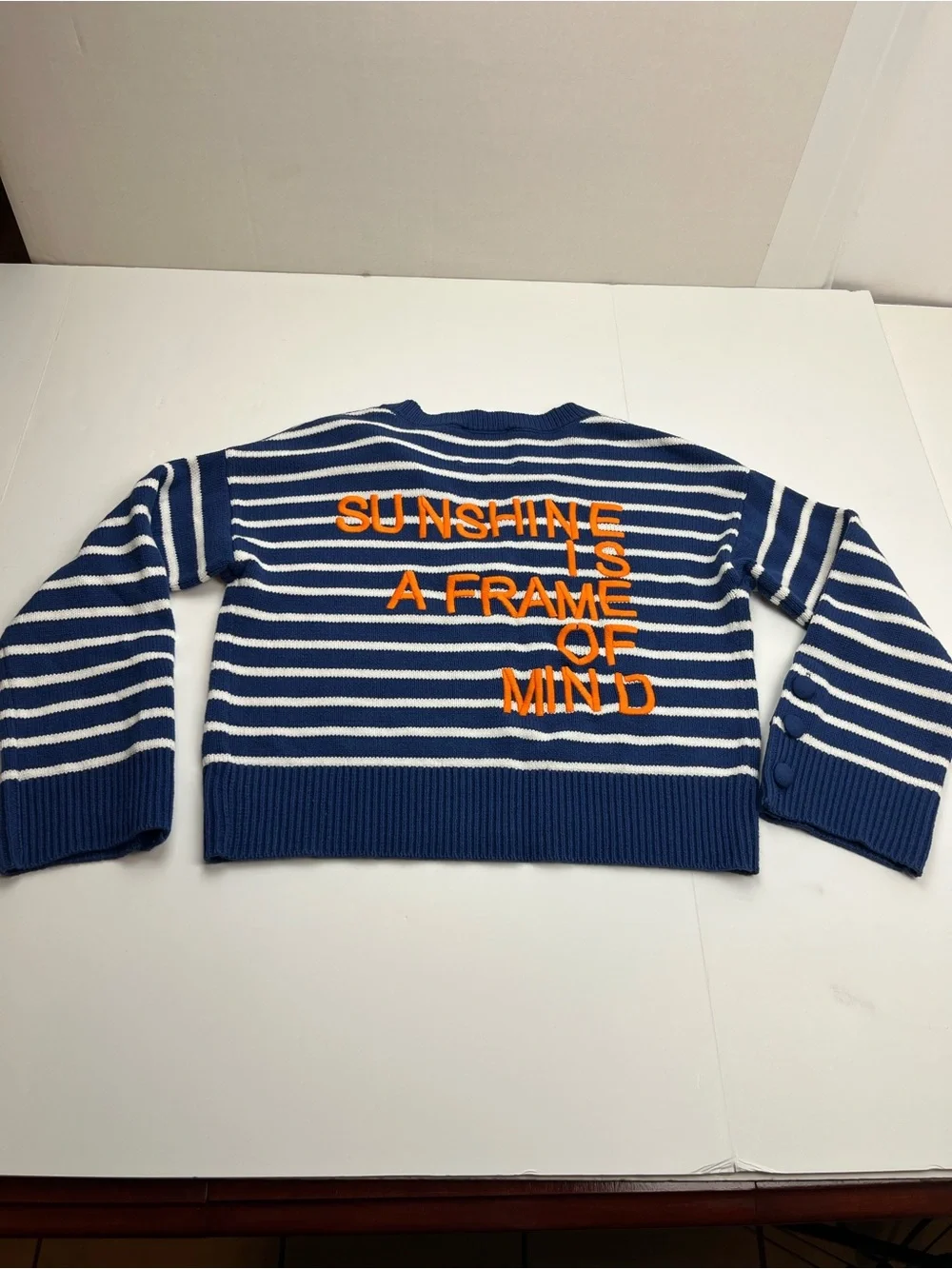 Kerri Rosenthal Sunshine Is a State of Mind Embroidered V-Neck Sweater‎ Small